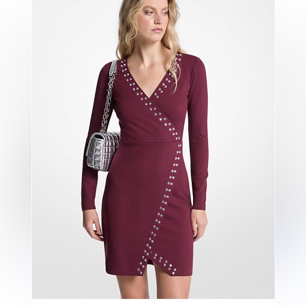 NWT Michael Kors Studded Dress -size Large Oxblood color